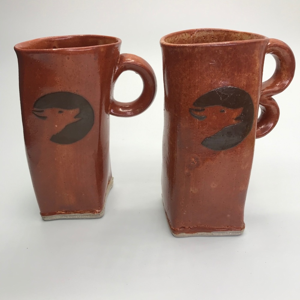 Pair Of Artisan Made Hand Made Ceramic Coffee Mug